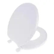 Toilet Seat Round Soft Cushion Closed Front Classic White Heavy Duty Vinyl New