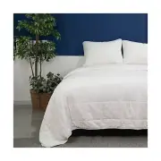 meadow park Stonewashed Linen Blend Box Stitch Quilt and Matching Pillow Sham...
