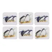 6PK Ashdene Australian Birds 11cm Penguins Hardboard/Cork Drink Coaster Square