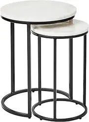 Cooper & Co. Homewares Marble Ada Nested Side Table Set, Black