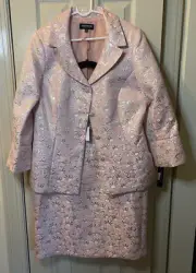 John Mayer WOMENS 2pc Suit pink Silver white Rhinestone Buttons Sz-12 NWT