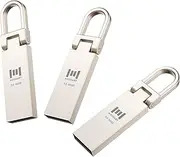 [mosDART] USB 3.0 Waterproof 64GB Flash Drives 3 Pack Metal Keychain Data Backup Zip Drive Read Speed Up to 90MB/s USB3.0 Thumb Drive, 64 GB Waterproof Jump Drive Memory Stick, Silver