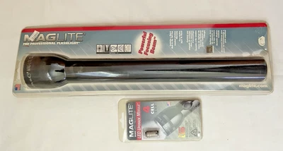 MagLite - SS4D016 Heavy-Duty Incandescent 4-Cell D Flashlight Black/LED Upgrade