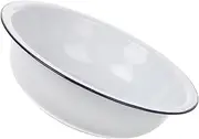 HOMSFOU Enamel Sink Mixing Bowls Enamel Dinner Plates Metal Dinner Plate Enamel Sourdough Bowl Enamel Basin Enamel Pasta Bowl Enamelware Bowls Enamel Dinnerware Enamel Water Cup White