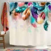 Colorful Peacock Feather Shower Curtain for Bathroom Decor 72Wx72H Teal