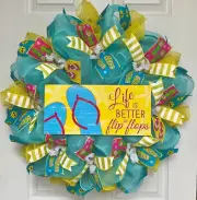 Life Is Better In Flip Flops Summer Wreath Handmade Deco Mesh