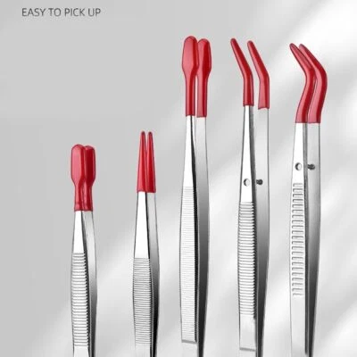 PVC Coated Long Tweezers Tools Non Marring Tweezers Set Rubber Tips Tweezers