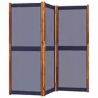 3-Panel Room Divider Folding Privacy Screen Stand Dark Blue 210x180cm