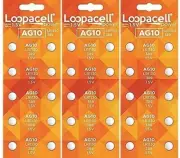 30 AG10 LR1130 LR1131 389A 389 Loopacel 1.5 Volt Alkaline Button Cell Batteries