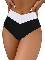 [HYTENSUN] Women's Bikini Bottom High Waisted V Cut Swimsuit Twist Front Cheeky Swim Bottoms