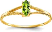 [JewelryWeb] 10k Yellow Gold Marquise Prong set Polished Peridot Ring Size 6 Band Style-Ring for Women