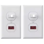 15 Amp Single Pole Toggle Switch with Pilot Light Wall Plate White (2-Pack)