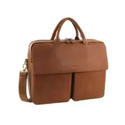 Pierre Cardin Men's Leather Classic Messenger/Computer Bag - Cognac