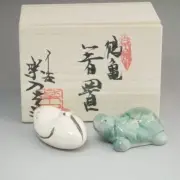 Kyoto ware, Kiyomizu ware, Tsurugame pair chopstick rest, easy case