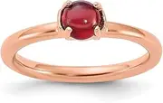 [Stackable Expressions] 2.5mm 925 Sterling Silver Polished Prong set Stackable Garnet Pink Plated Ring Size 7-Stackable-Ring for Women