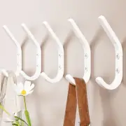 Wall Hooks for Hanging Coats - 5 Pack White 3.2'' Double Hook Design, Hat Org...
