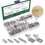 Keadic 156Pcs 5mm Shelf Pegs Kit, 5 Styles Nickel Plated Shelf Support Pins