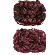 Womens Wig Messy Curly Red Ladies Hair Bun Clip in Wine Girls Hair Party Wigs.