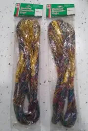 Set of 2 Braided Decorative Ropes/Christmas Tree Garland, 6 Ft Each, Gold Tinsel