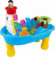 Lenoxx Pirate Ship Sand and Water Table Game Toy Set - Ignite Imagination, Boost Motor Skills, and Foster Role-Playing - Creative Playtime for Child Development and Expression
