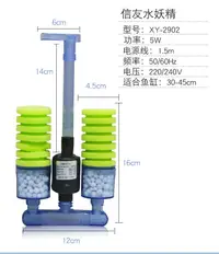 在飛比找樂天市場購物網優惠-信友電動水妖精魚缸迷你吸便器小型過濾器反氣舉氣動增氧過濾設備