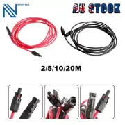 2/5/10/20M Black+Red Solar Panel Extension Cable Wire+M4 Connector 4/6mm² AU