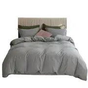 Grey Luxury Quilt Doona Duvet Cover And Pillowcases Set Reversible Bedding Set