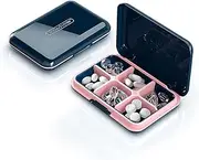 Daily Pill Organizer, Pill Box for Purse - Travel Pill Case, Vitamin Supplement and Medication Dispenser Waterproof 6 Compartment Medicine Holder, Weekly (Six days) Large Pill Container, Navy Blue