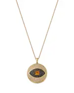 Bloomingdale's Fine Collection Men's Citrine & Diamond Evil Eye Disc Pendant Necklace in 14K Yellow Gold, 18-20