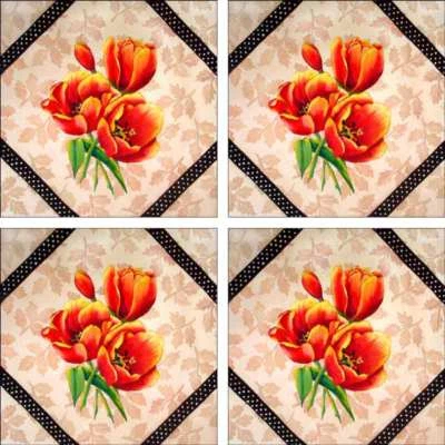 Tulip Art Accent & Decor Tile Set Hoyle Brocade Ceramic Backsplash RW-SH008