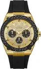 GUESS Men Stainless Steel Quartz Watch with Silicone Strap