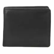 Milleni Mens 11cm Leather Flat Wallet Money/Credit Card Cash Holder/RFID Black