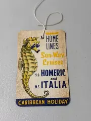 Vintage Home Lines Sun-Way Cruises SS Homeric and M.S Italia Luggage Tag
