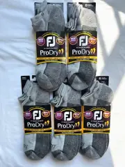 FJ FootJoy ProDry Mens Golf Socks Gray Bundle 10 Pairs Size 12-15 New