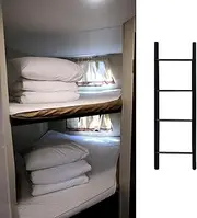 4/5step Hanging RV Bunk Ladder, Black Twin Bunk Bed Ladder for Travel Trailers, Space-Saving Step Ladder with Hooks, Easy Installation (Size : 116cm(45")) (Black 116cm(45)
