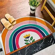 Durable Rainbow Mat Welcome Mat Non-Slip Front Floor Doormat Resists Spor Rug for Indoor Outdoor Easy to Clean
