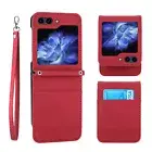 For Samsung Galaxy Z Flip6 Flip5 Flip4 Flip3 PU Leather Wallet Case + Strap