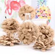5Pcs Flowers DIY Hessian Jute Burlap Retro Wedding Decoration Pearl Rose Head