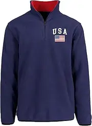 [JH DESIGN GROUP] JH DESIGN Men’s USA Quarter Zip Thermal Fleece Pullover Long Sleeve Sweatshirt