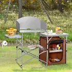 Outdoor Camping Table Folding Picnic Bench Portable Hiking Kitchen Cupboard