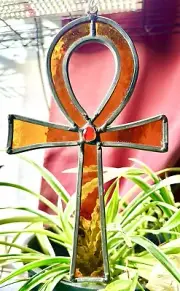 Stained Glass Ankh Sun Catchers, Gold