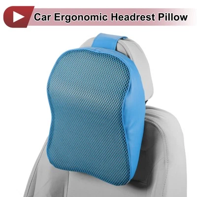 Car Headrest Pillow Polyester, Memory Foam Blue 1 Pc for Driving Travel