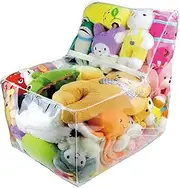 Clear Stuffed Animal Bean Bag Chair Cover, PVC Stuffable Zipper Chair Cover, Waterproof Bean Bag Chair Cover for Organizing Toddler & Kids' Rooms Plush Toys, Easy to Clean