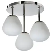 DEJSA ceiling lamp with 3 lamps, chrome-plated/opal white glass