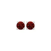 Silver Red Cubic Zirconia Stud Earrings in Red