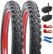 YUNSCM 2-PCS 20" Mountain Bike Tires 20x2.40/64-406 and 20" Heavy Duty Bike Tubes Schrader Valve Compatible with Mountain/Off Road Bike 20 x 2.40 Bicycle Tires and Tubes (Y-1217)