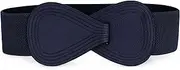 [Allegra K] Interlock Buckle 8-shaped Faux Leather Elastic Belt Cinch Waistband for Lady
