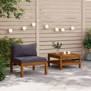 2 Piece Garden Sofa Set with Dark Grey Cushions Acacia Wood vidaXL