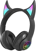 Wireless Over-Ear Headphones, Devil Cat Ear Headphones, Cordless Gamer Headset, Lightweight Over-Ear Headphones, Student Headphones with Lights, Colorful Breathing Lights Headphones for Men and Women