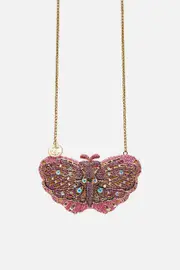 BUTTERFLY HARD CASE CLUTCH SOLID PINK